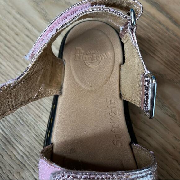 Dr. Martens Junior Romi Metallic Leather Strap Sandals Pink Crinkle Girl’s 12 - Picture 6 of 8
